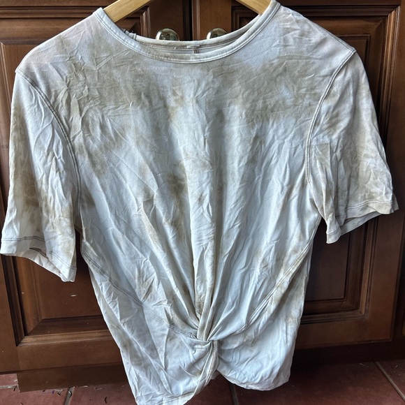 lululemon athletica Tops - lululemon athletica Cream Tie-Dye Top knot front cropped small